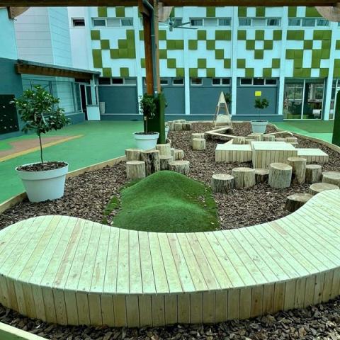 Proyecto de paisajismo en interior de un colegio